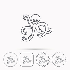 Octopus icon. Ocean devilfish sign.