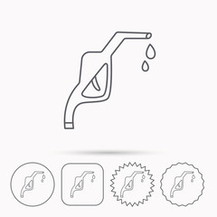 Gasoline pump nozzle icon. Petrol station sign.