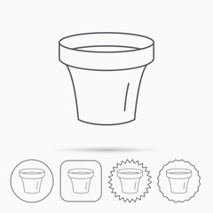 Flower pot icon. Gardening ceramic container.