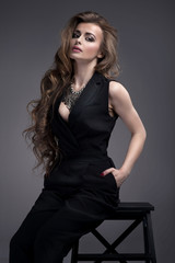 Elegant lady in studio.