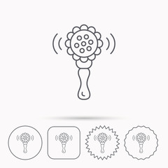 Baby rattle icon. Toddler toy sign.