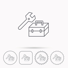 Repair toolbox icon. Wrench key sign.