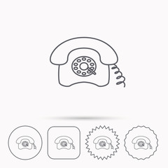 Retro phone icon. Old telephone sign.