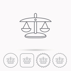 Scales of Justice icon. Law and judge sign.