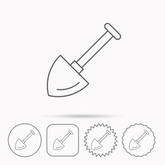 Shovel icon. Garden equipment sign.