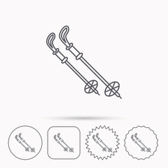 Skiing icon. Ski sticks or poles sign.