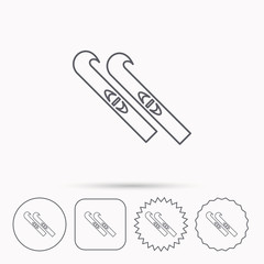 Skiing icon. Skis sign.