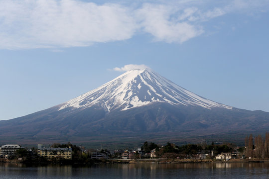 Kawaguchiko lake and views of Mount Fuji.