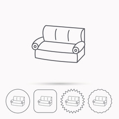 Sofa icon. Comfortable couch sign.