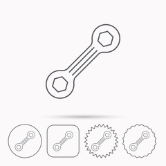 Spanner tool icon. Repairing service sign.
