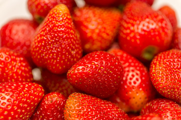 Strawberries arranged on the display