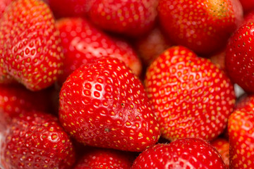 Strawberries arranged on the display