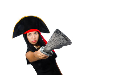Woman pirate isolated on white