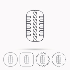 Tire tread icon. Car wheel sign.