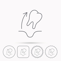 Tooth extraction icon. Dental paradontosis sign.