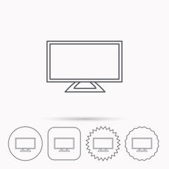 Lcd tv icon. Led monitor sign.