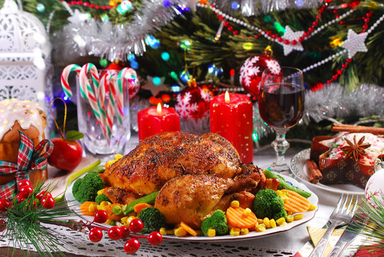 roasted chicken with vegetables for christmas