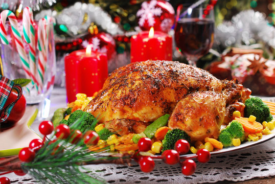 roasted chicken with vegetables for christmas