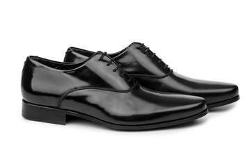 Male black shoes isolated on white