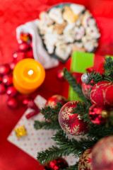 Christmas decoration on tree, candle, joy, christmas time