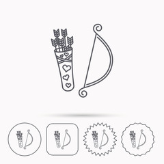 Amour arrows with bow icon. Cupid love symbol.