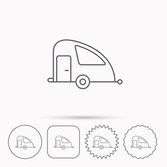 Travel van icon. Holiday camper sign.