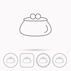 Vintage wallet icon. Cash money bag sign.