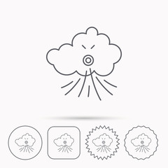 Wind icon. Cloud with storm sign.