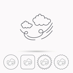 Wind icon. Cloud with storm sign.