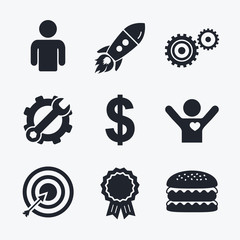 Business signs. Human and aim targer with arrow.