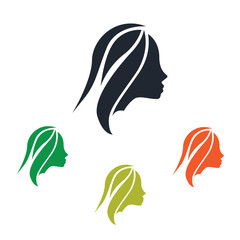 Girl styling hair icon