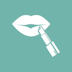 Women lips with lipstick icon