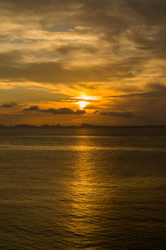Beautiful sunset on the beach in island Koh Phangan, Thailand.