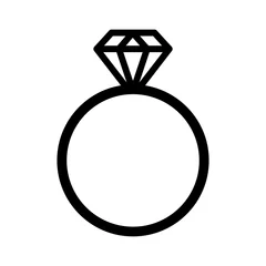 Fotobehang Diamond engagement ring line art icon for websites © martialred