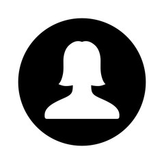 Female user account circle flat icon for apps and websites