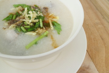 Thai rice porridge with pork