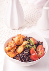 Black rice with shrimps