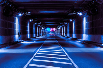 abstract tunnel with blue light