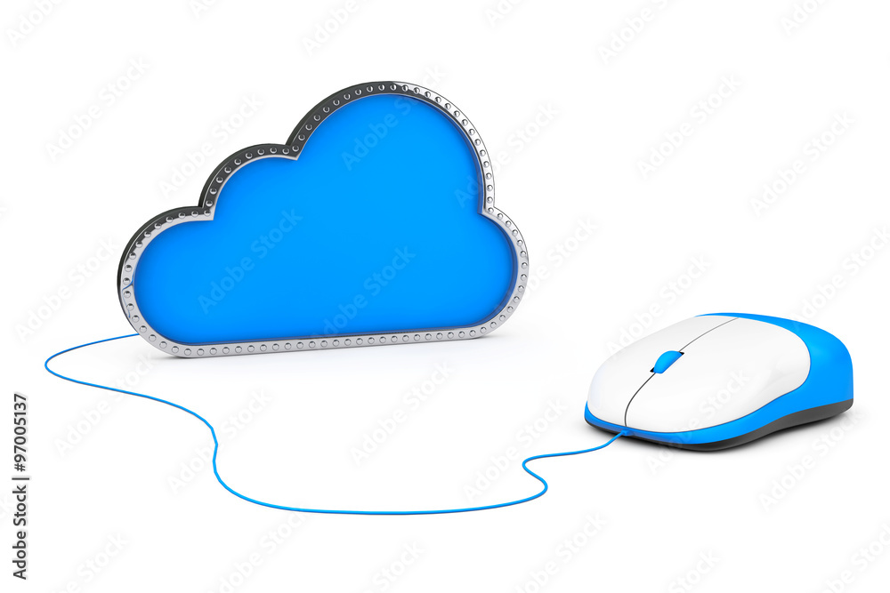 Poster Computer Mouse and Internet Cloud