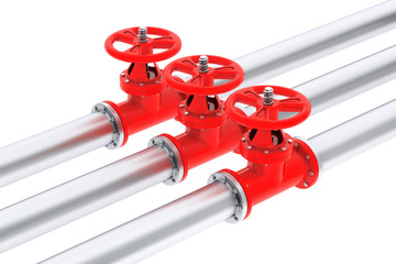 Valves with gas pipelines