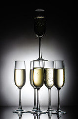 champagne glasses with bubbles
