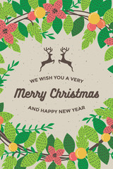 Merry christmas and happy new year card for poster background template retro vector illustration