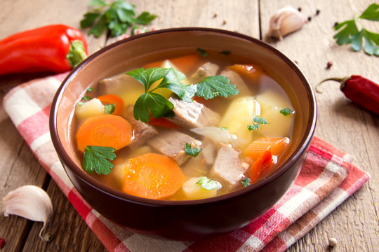 Meat and vegetables soup