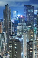highrise buildings in Hong Kong city at night