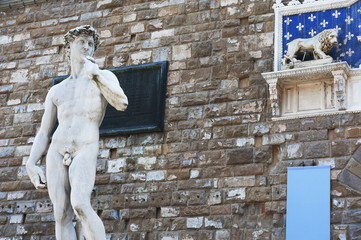 Michelangelo's replica David statue. Florence, Tuscany, Italy