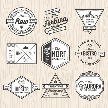 Set of vintage badges, banners, label, ribbon and logo template vector for business and shop