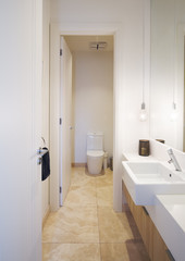 Fototapeta na wymiar Powder room bathroom in contemporary Australian home
