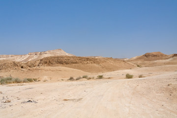 Fototapeta na wymiar View on Judean desert landscape not far from Metzoke Dragot village. 