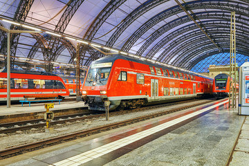 DRESDEN,GERMANY-SEPTEMBER 08,2015: Intercity train at the railwa