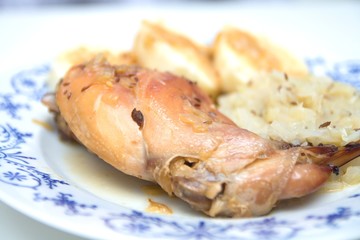  baked rabbit meat with cabbage and dumpling